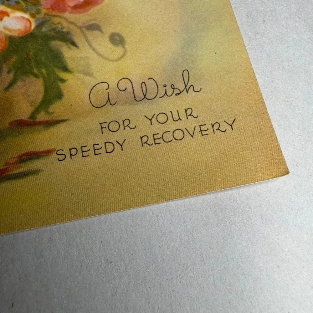 Vintage Harry Doehla Get Well Card Floral Vase Religious Verse I Peter 5:7 310S